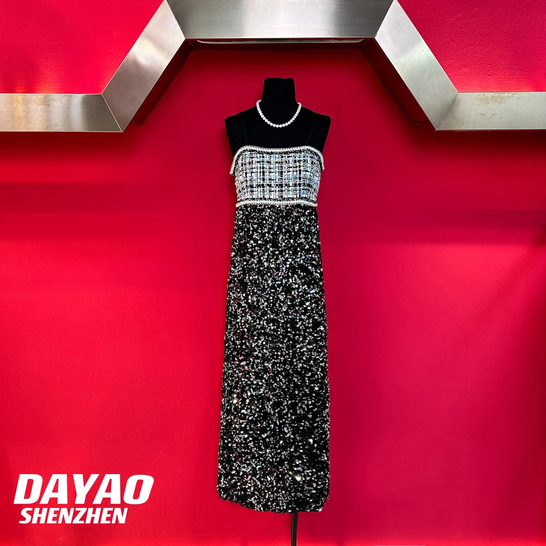 「DAYAO」 24新款茶歇法式亮片名媛气质吊带裙轻奢高档女装WY120