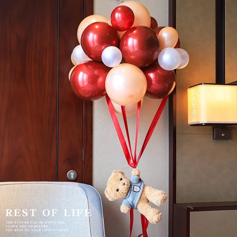 结婚装饰小熊飘空气球订婚房布置套装女方新房高级感场景婚庆用品