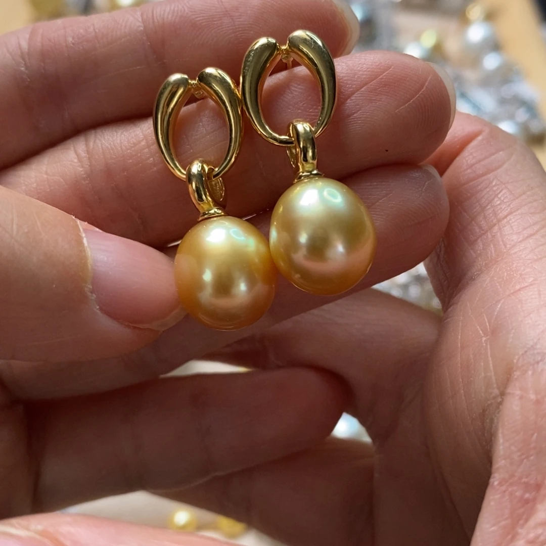 海水珍珠耳饰银S925镶嵌