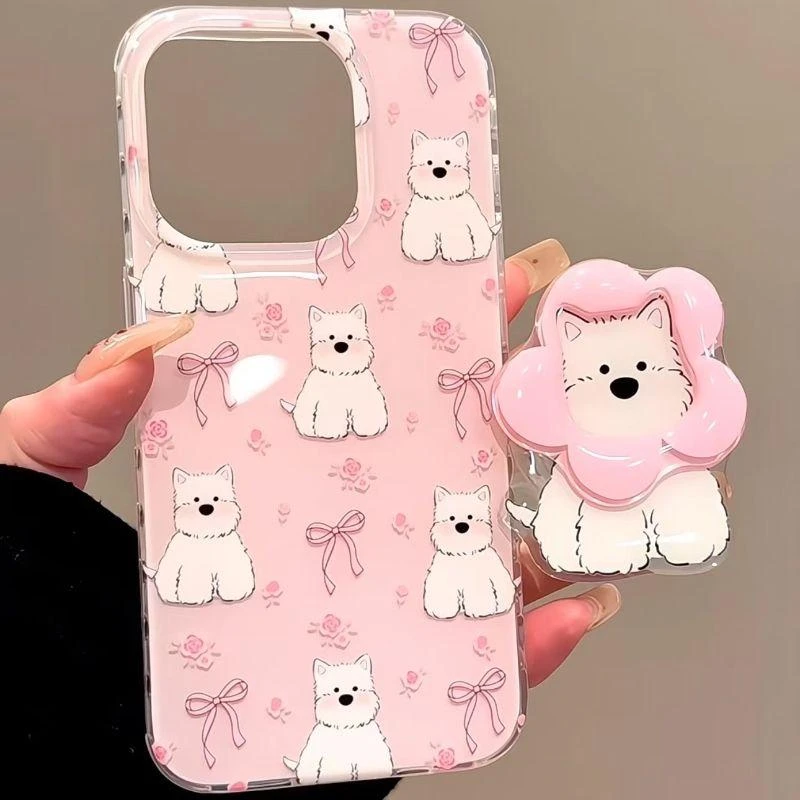 蝴蝶小狗适用苹果华为vivo小米oppo女iphone15/16/14手机壳