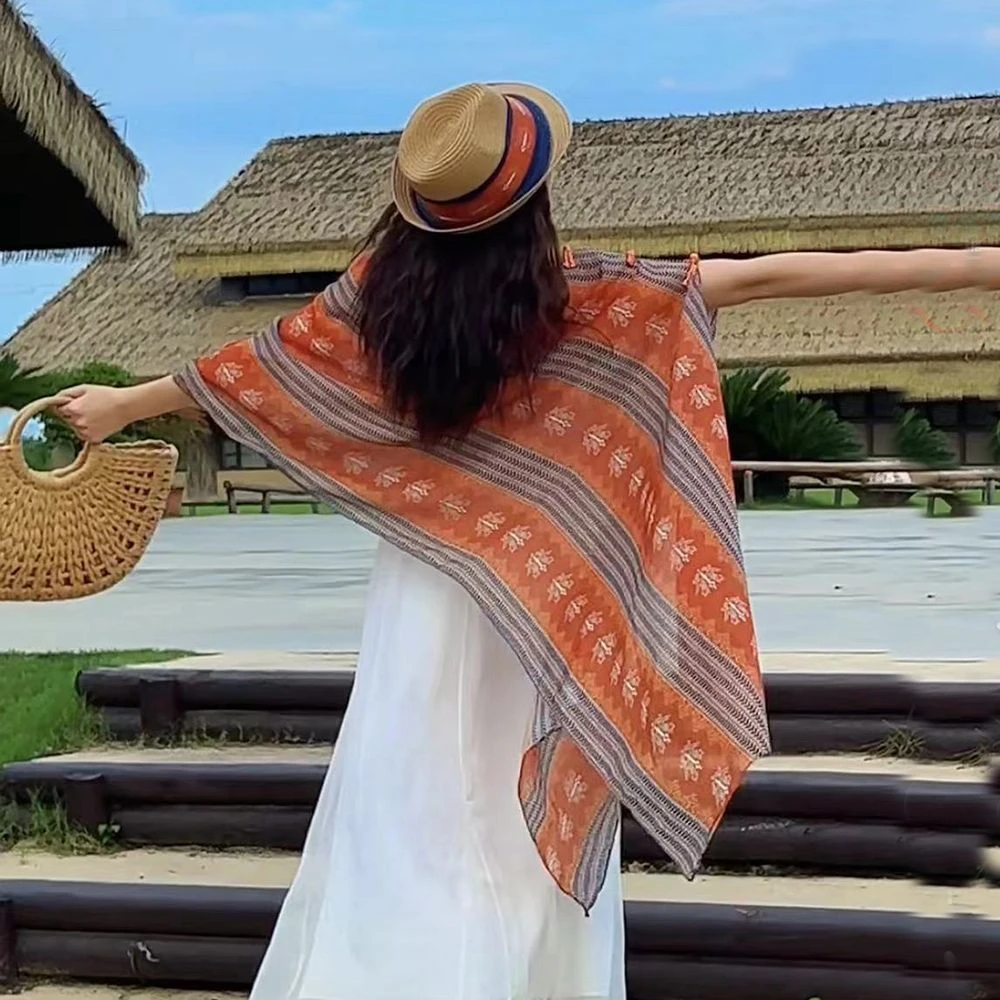 2025夏季新款民族风防晒披肩女百搭洋气薄款防晒旅游拍照外搭开衫