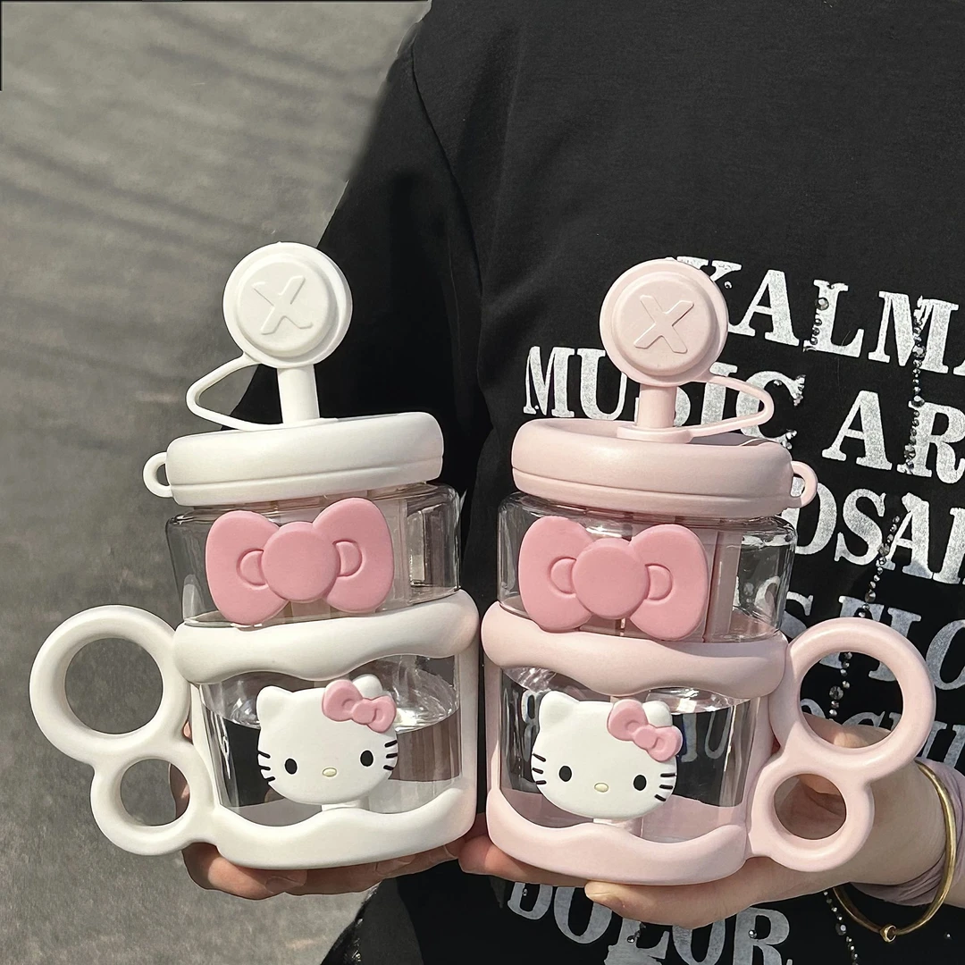 水杯女生高颜值可爱大肚吸管杯2025新款办公室茶水分离网红杯子