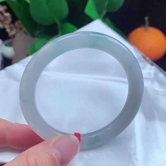 翡翠手镯未镶嵌   圆条51-52 冰飘蓝花