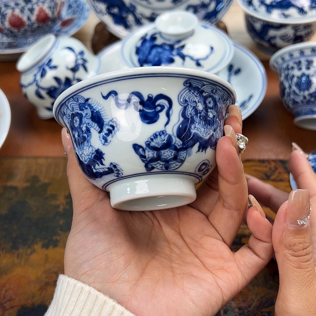 杯景德镇双狮压手杯