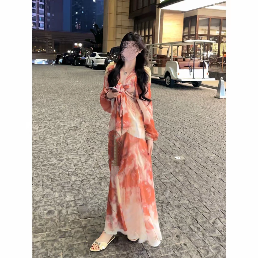 【繁花】300斤特大码胖mm显瘦遮肉气质温柔法式连衣长裙2025秋新款