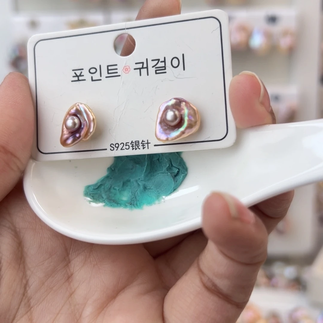 淡水珍珠耳饰银S925镶嵌