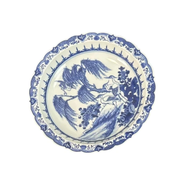 清  青花花口赏盘