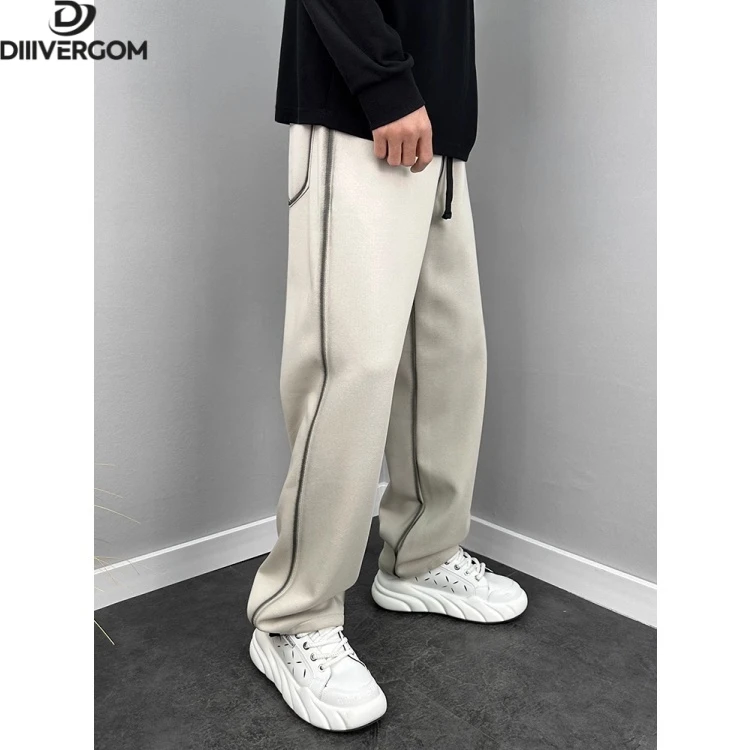 秋季新款裤子男高级感潮牌美式复古直筒休闲裤垂感宽松运动阔腿裤