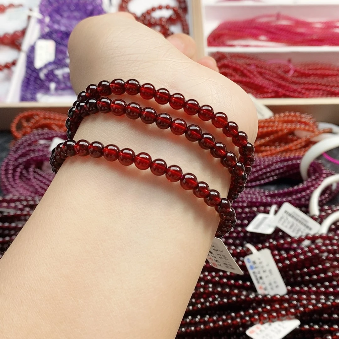 石榴石手链未镶嵌5.5mm鸽血红