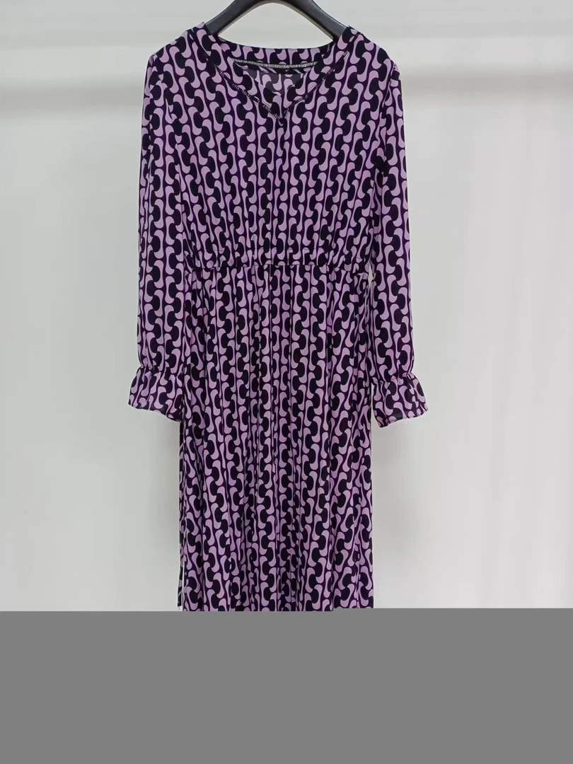 谷马印花套头常规连衣裙气质秋季时尚幂式穿搭6727