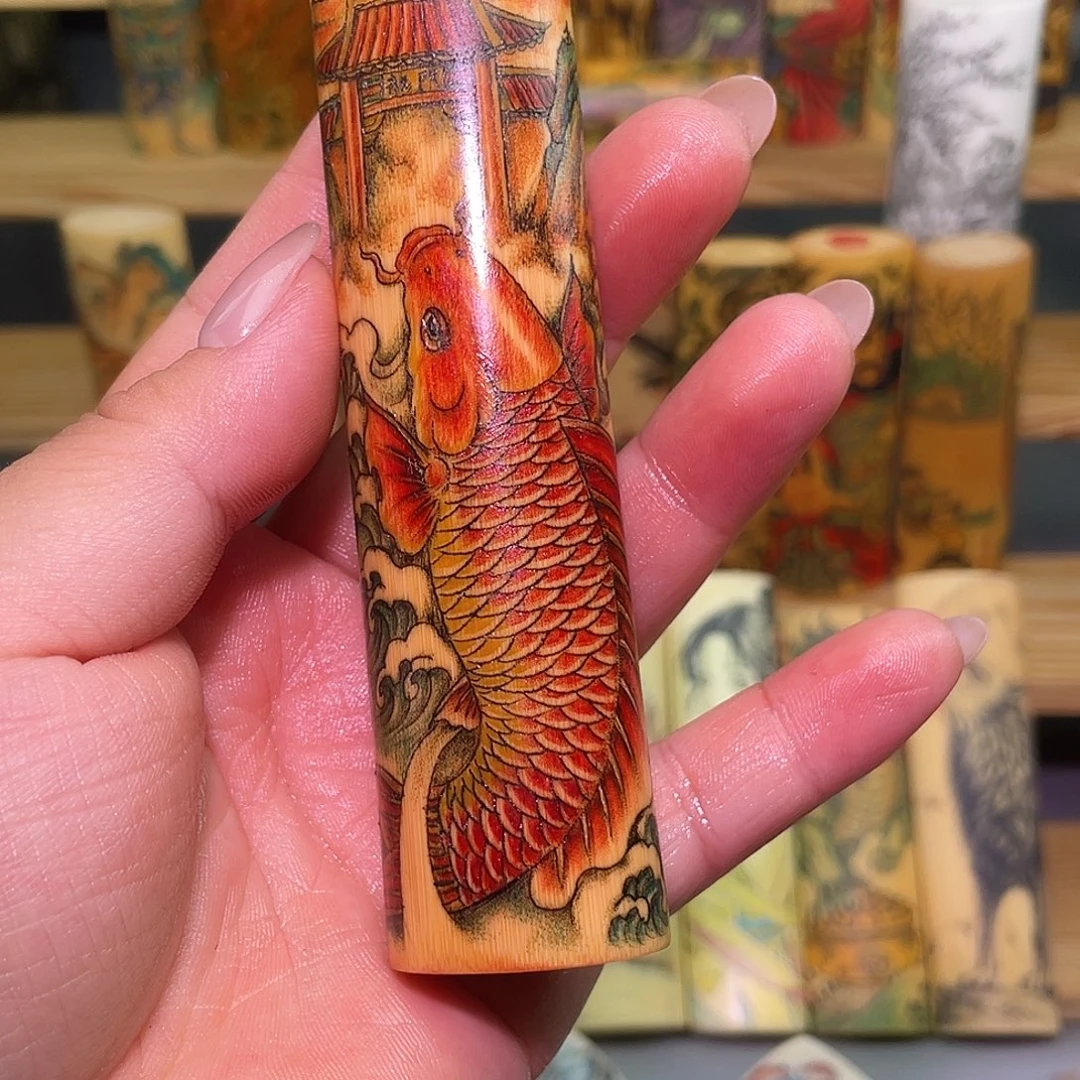 榴***梿实心竹手工作品鱼跃龙门