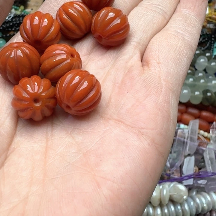 合金玛瑙/玉髓珠宝半成品一颗15mm南红