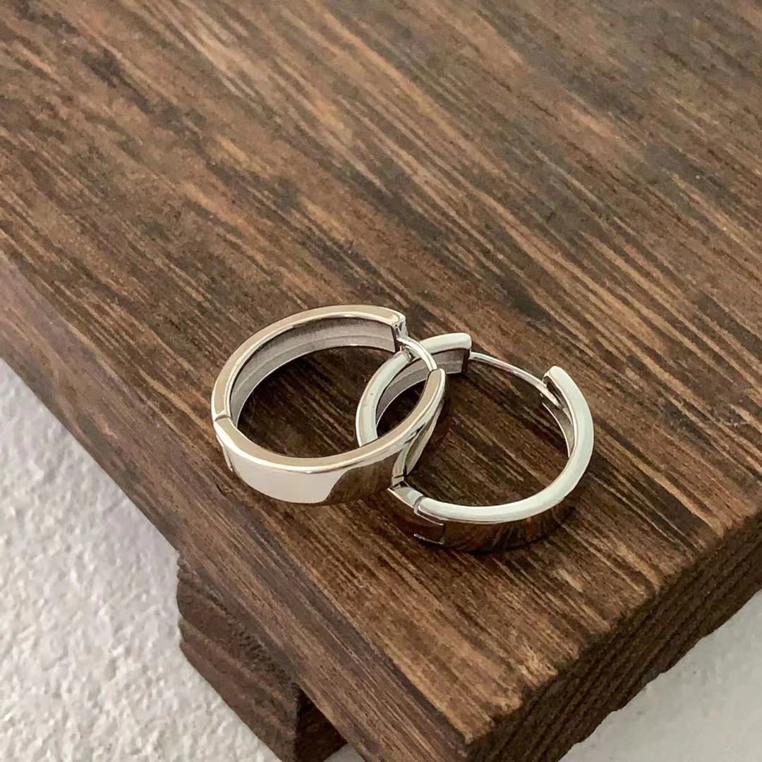 925银耳饰 E2044 素圈耳环 简约 2.2CM