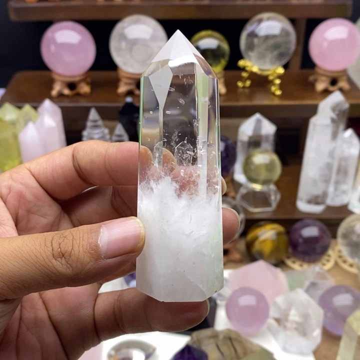 天然白水晶珠摆件11