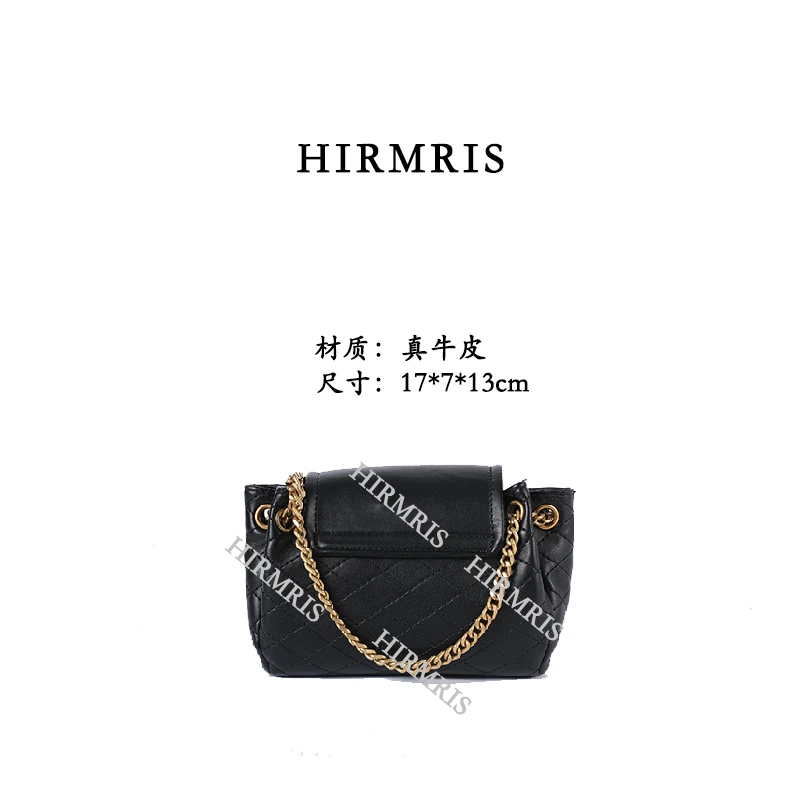 HIRMRIS手工真皮包550555-黑  小翻盖塔阳黑色