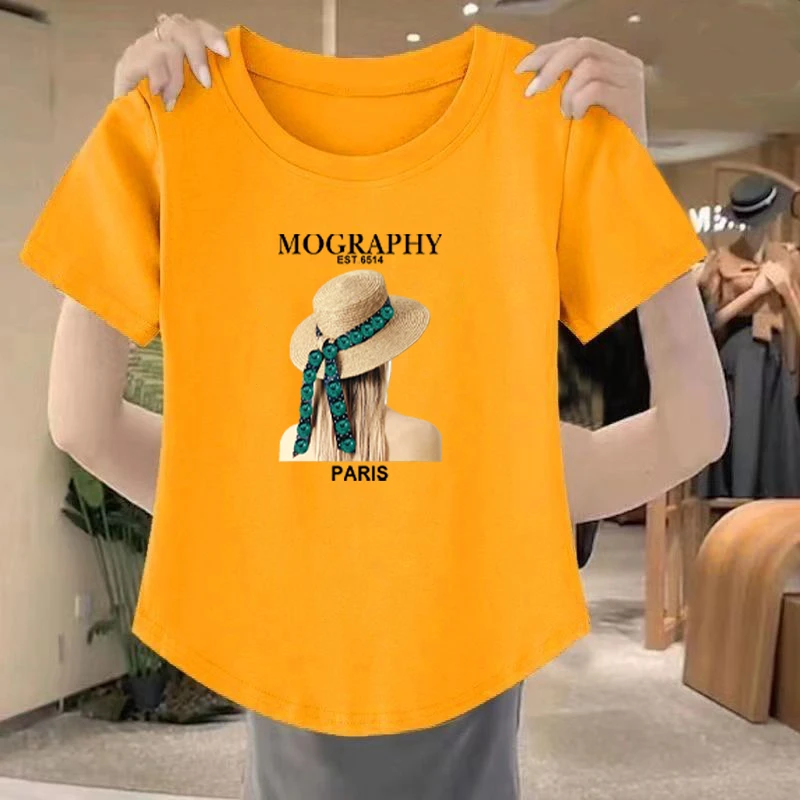 夏季新款薄款休闲女装大码宽松遮肚子高档外穿气质百搭体恤衫上衣