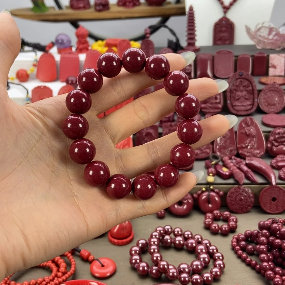 天然辰砂紫晶砂14素圈