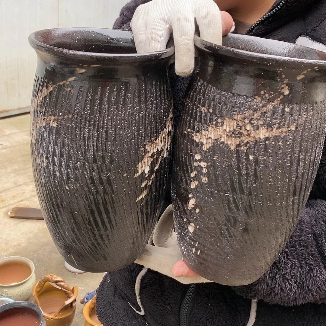 紫砂花盆瑕疵口15高25