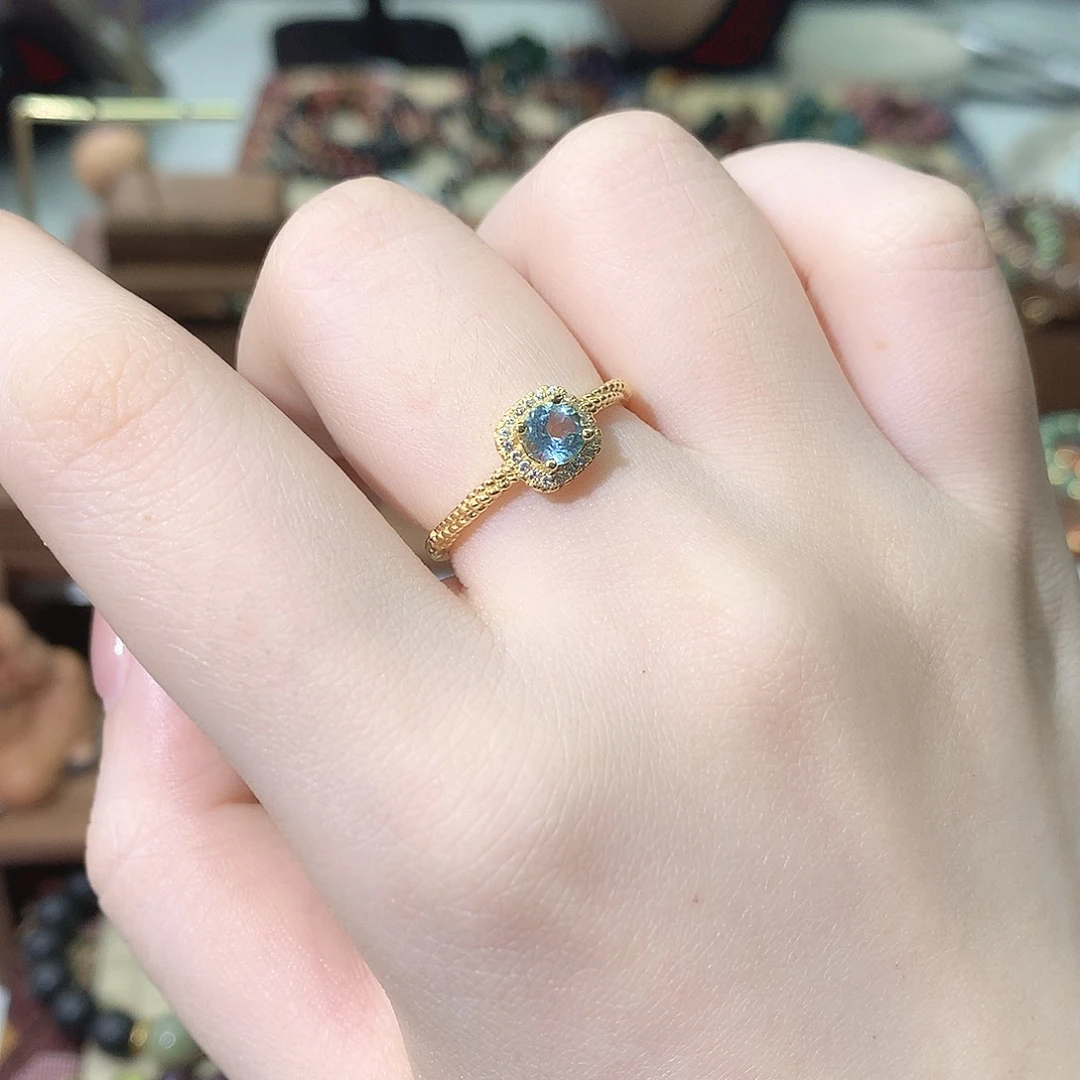 珠串托帕纯银开口