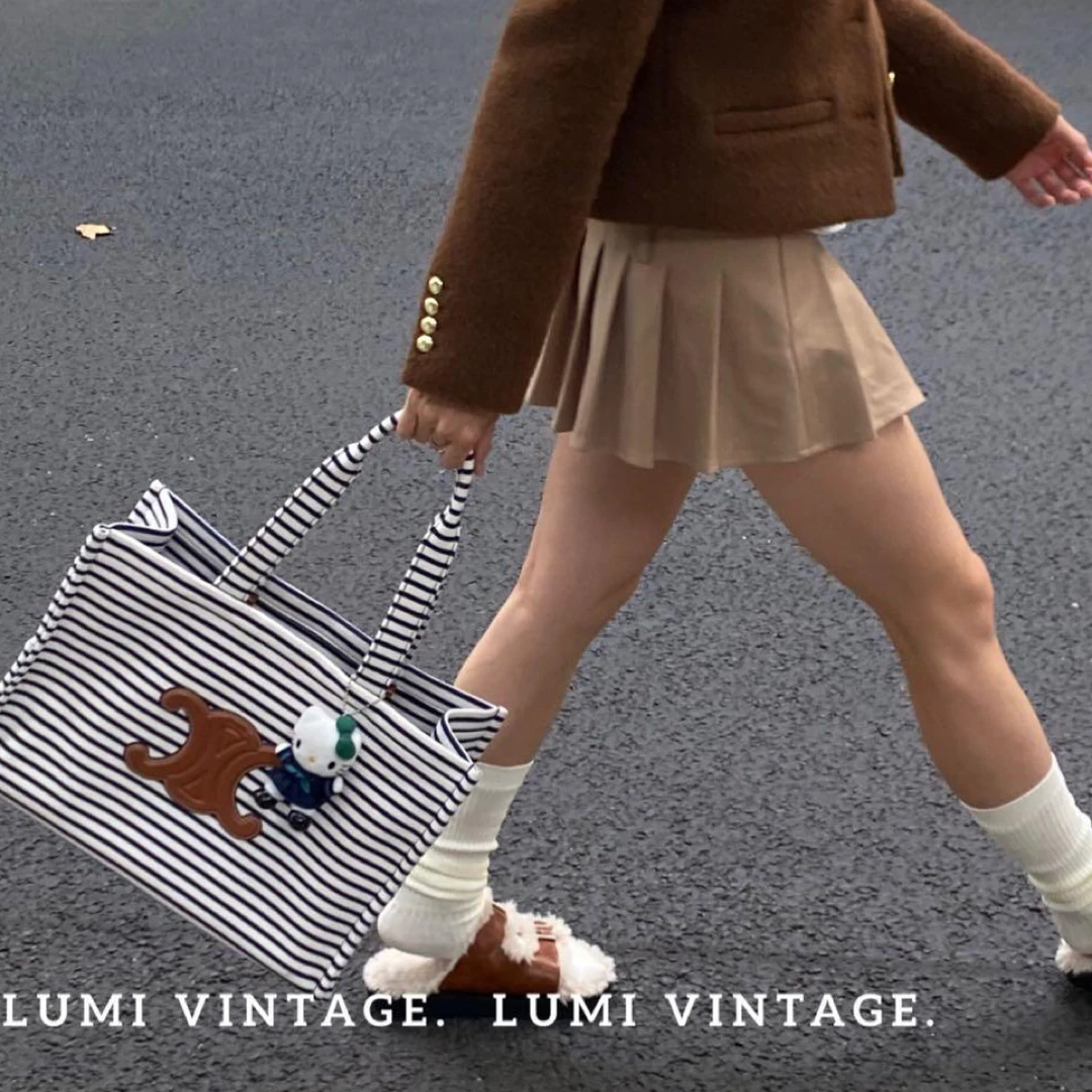 95新 Celine/思琳 蓝白条纹托特单肩包82519542