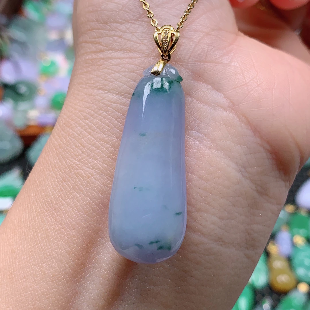 缅甸天然A货翡翠，紫罗兰福瓜 编号695/1123尺38.2-14.8-7.7