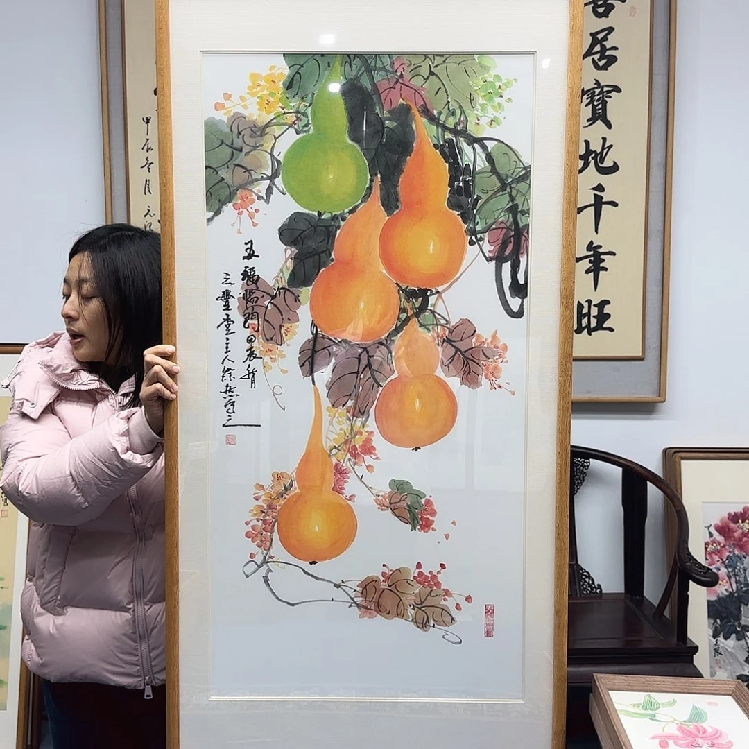 国画徐然老师五福临门