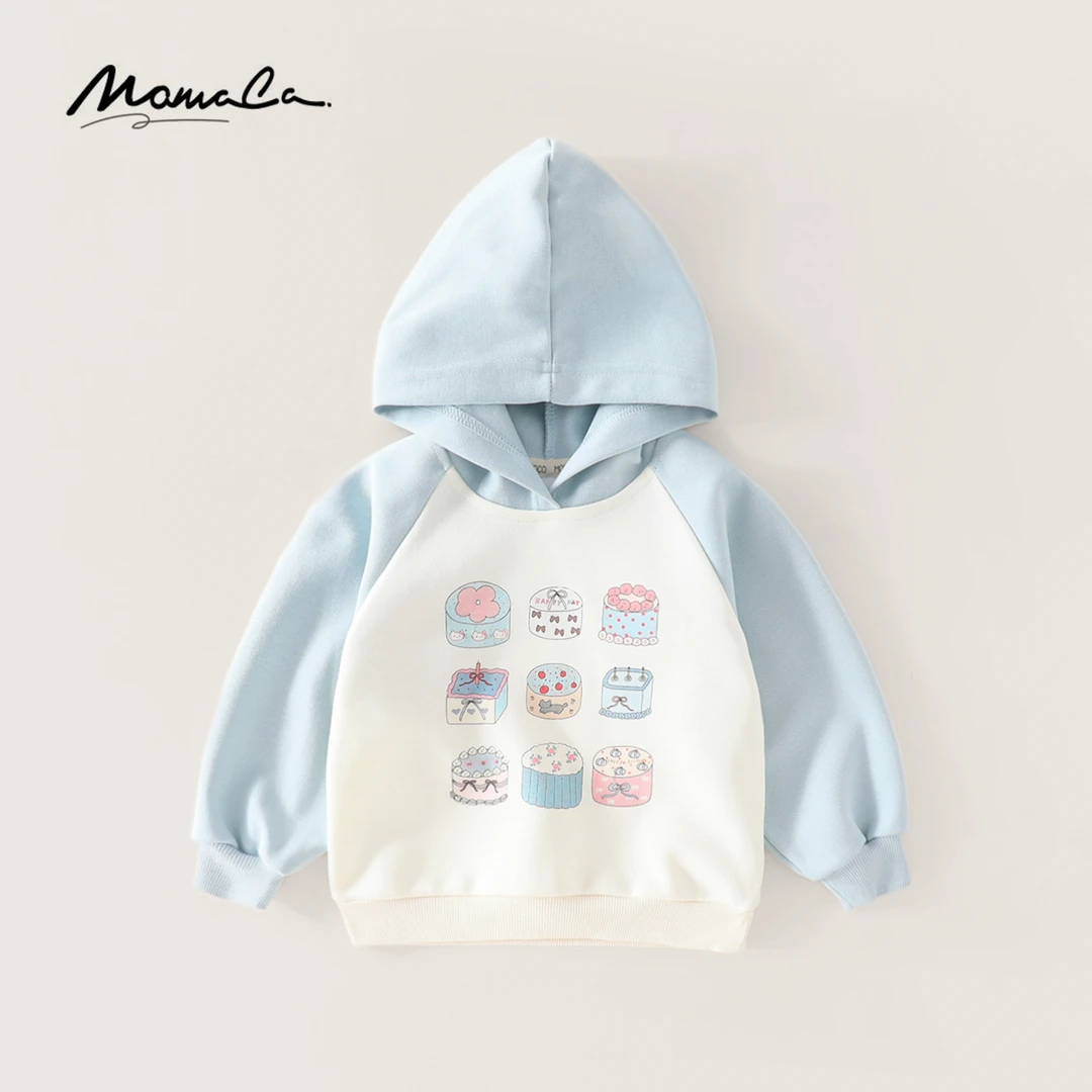 MOMOCO2025款春季女童撞色插肩袖连帽时尚卫衣77580232003