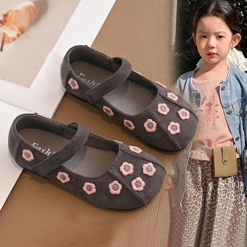 ABC 女童公主鞋春季新款儿童豆豆鞋女孩小皮鞋女宝小香风浅口单鞋