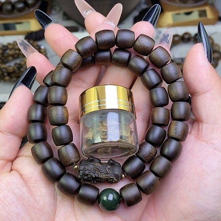 沉香碎屑沉香半*烟越南芽庄白棋楠1.0桶珠