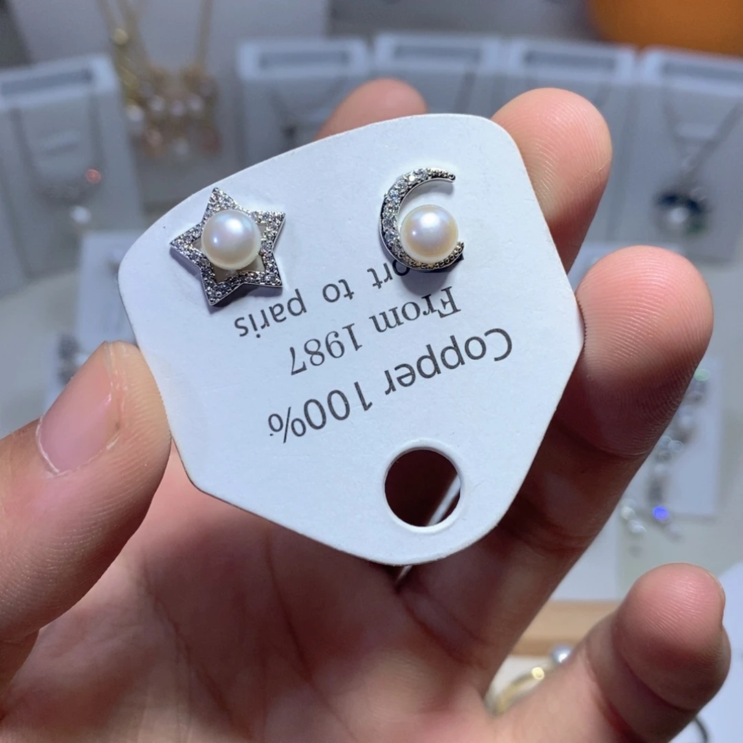 淡水珍珠耳饰银S925镶嵌