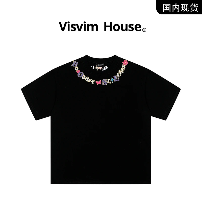 【品牌现货撤柜】VISVIM WINGS夏季新款字母刺绣项链潮牌短袖情侣