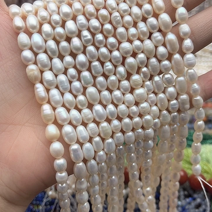 未镶嵌玛瑙/玉髓珠宝半成品一条6mm左右米珠珍珠有生长纹