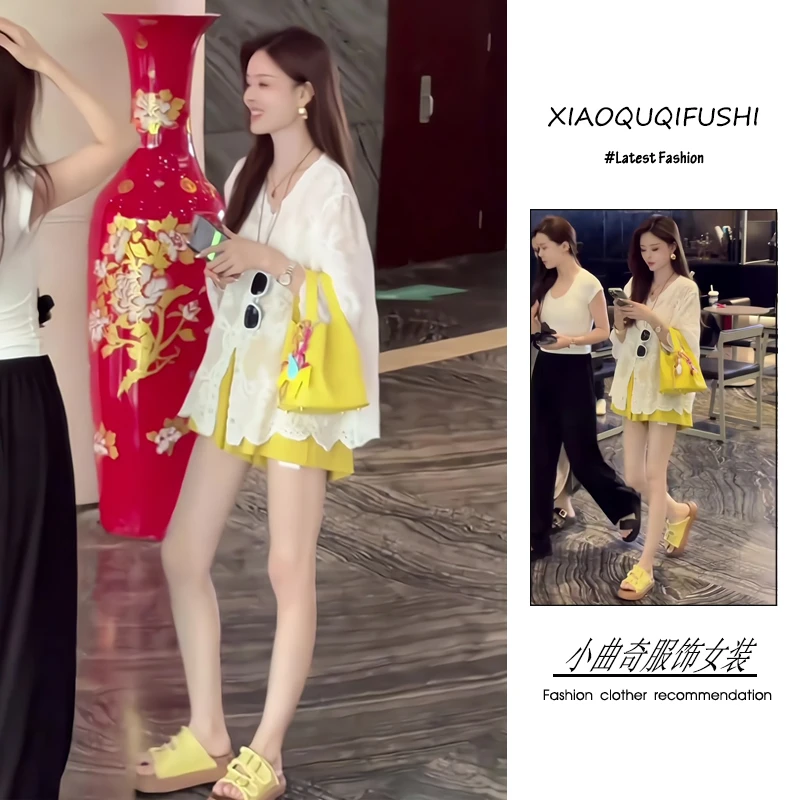 夏季2025年新款一整套女装韩系清新甜美风蕾丝衬衫休闲短裤两件套