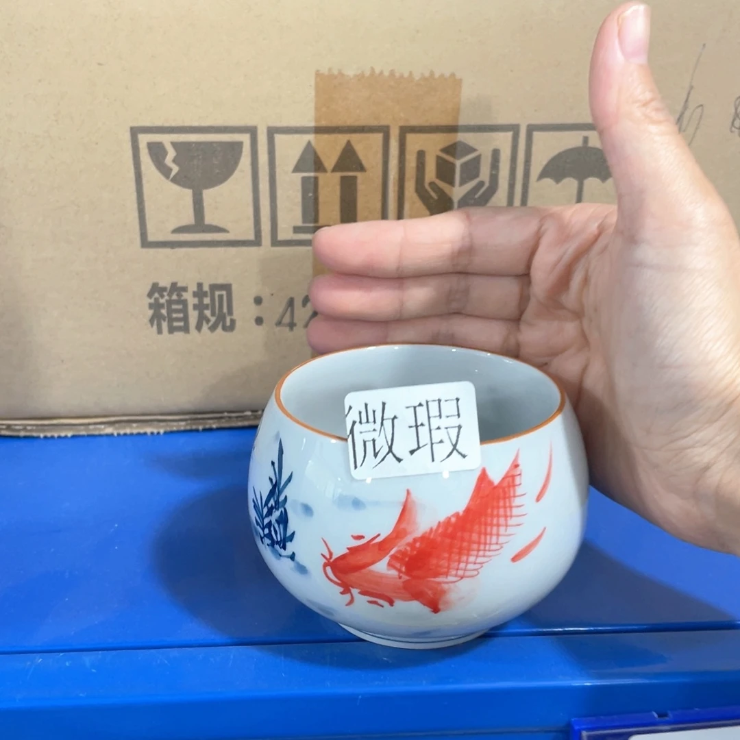 釉下手绘茶具微瑕