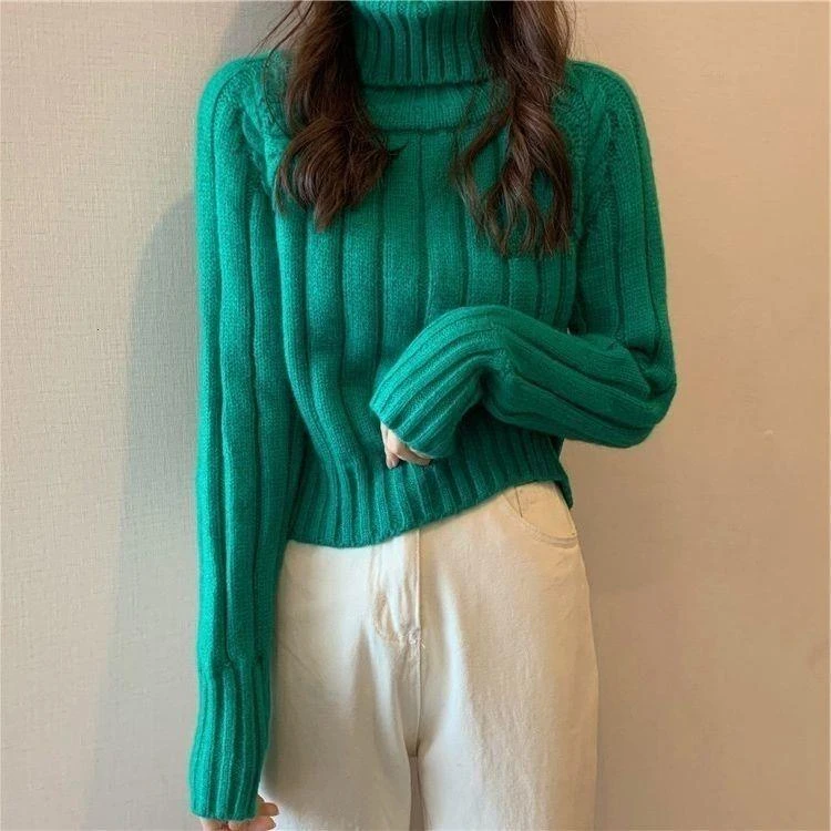 秋冬宽松加厚短款外穿复古韩版百搭套头长袖慵懒风毛衣女装毛针织