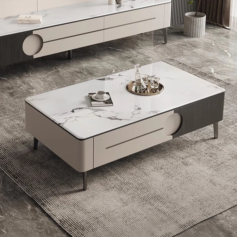 SOUTHLIFE/南方生活最新方形岩板茶几高级感客厅茶几家用简约欧式