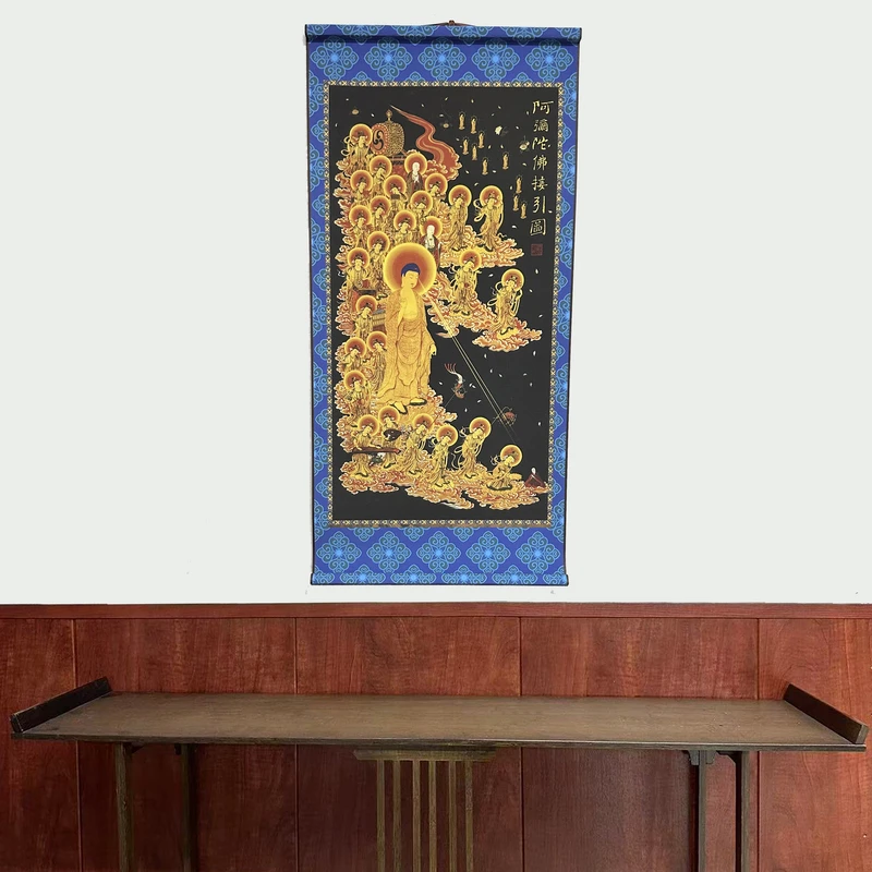 【28接引佛】净尺寸40X85cm现代简约挂轴装饰画