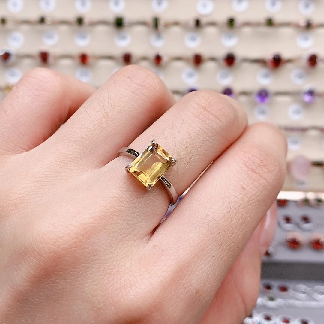 水晶戒指银S925镶嵌戒指