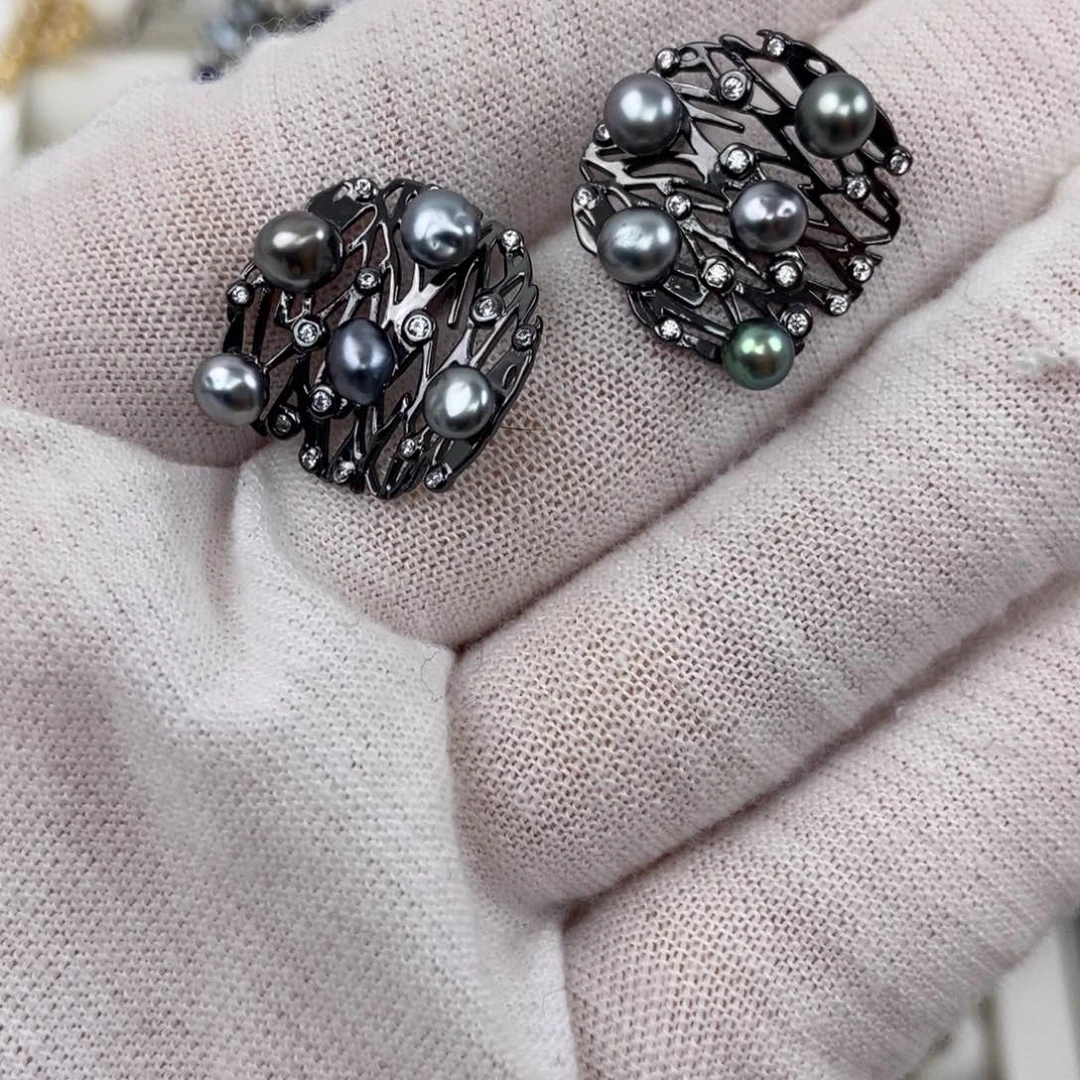 银S925镶嵌海水珍珠耳饰西*i