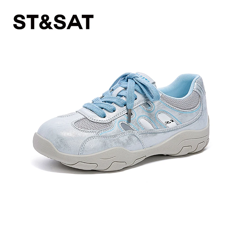 星期六厚底网面镂空德训鞋女2025夏季新款透气舒适时尚运动休闲鞋