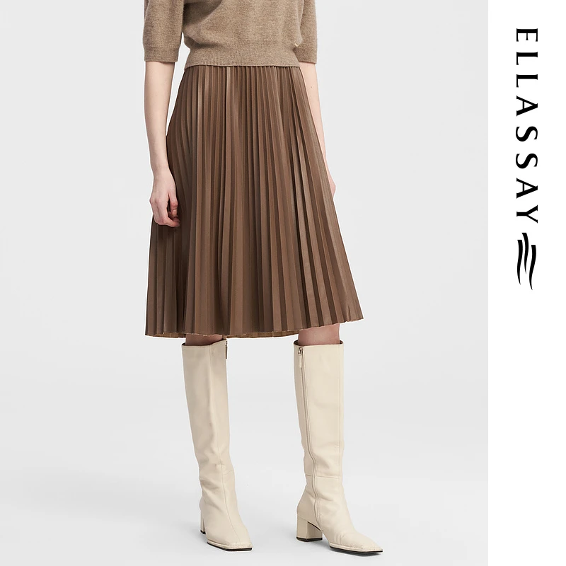 ELLASSAY歌力思垂坠感百褶裙半身裙女EWE344Q01300