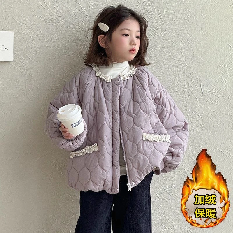 现货女童棉服秋冬2025新款洋气童装女孩加棉加厚外套儿童棉衣冬装
