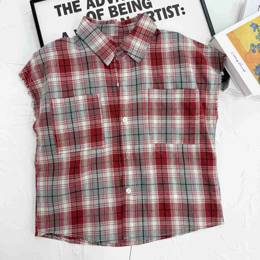 若大王时尚百搭童装红格子衬衫 67039