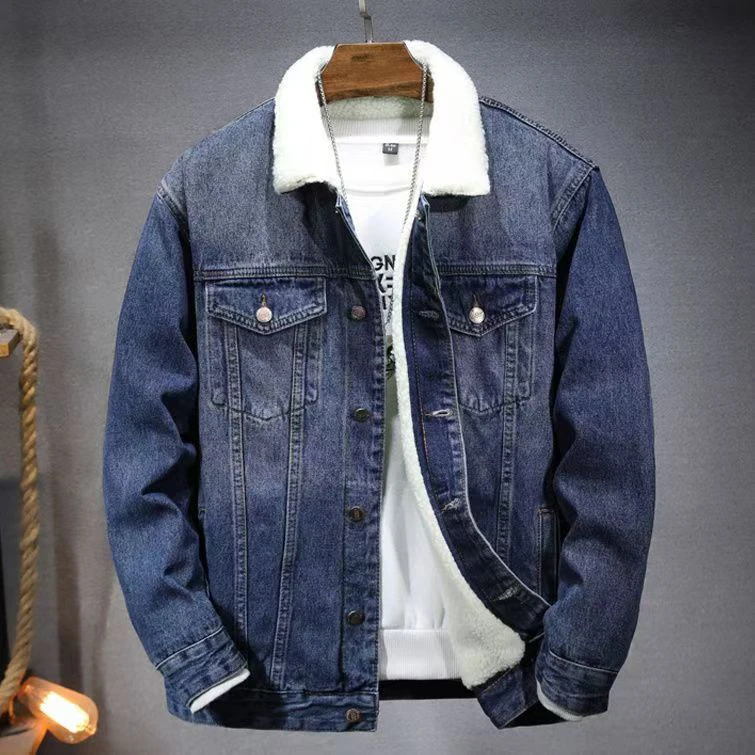 痞帅牛仔外套男士复古工装厚款保暖夹克