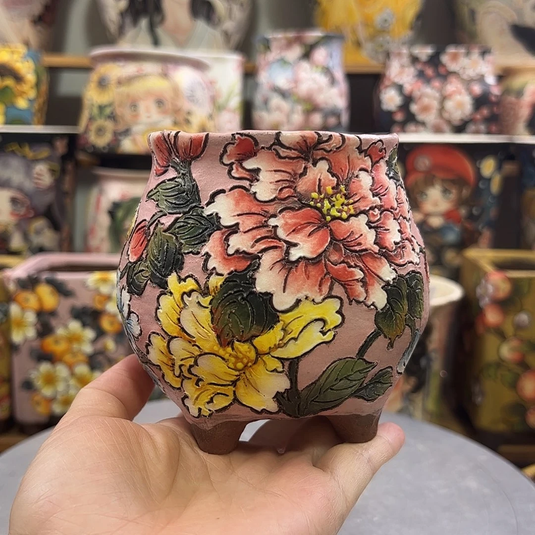 景德镇炫彩手绘口8高10.5