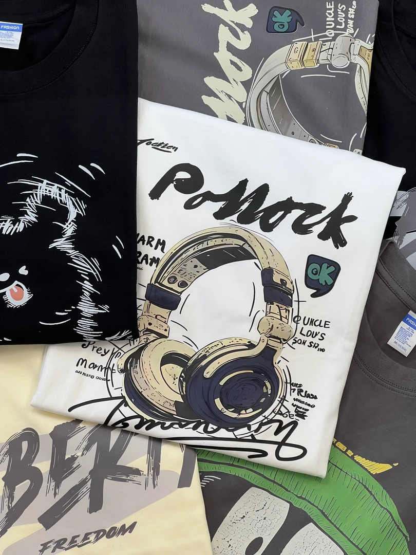 【201-239】2025年新款宽松百搭简约时尚休闲男女同款纯棉T恤上衣衫