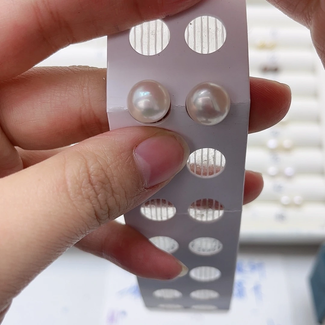 淡水珍珠耳饰银S925镶嵌方**李