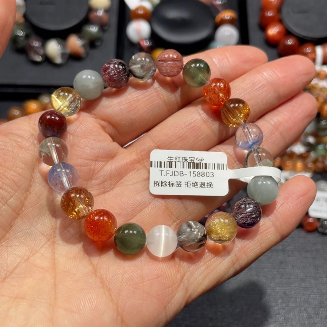 水晶手链未镶嵌发晶多宝9mm左右