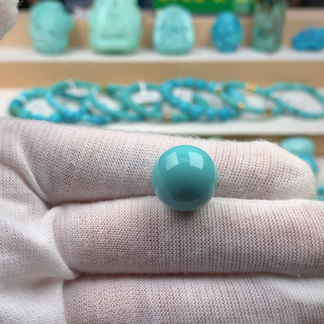 未镶嵌绿松石珠宝奇石14.3mm