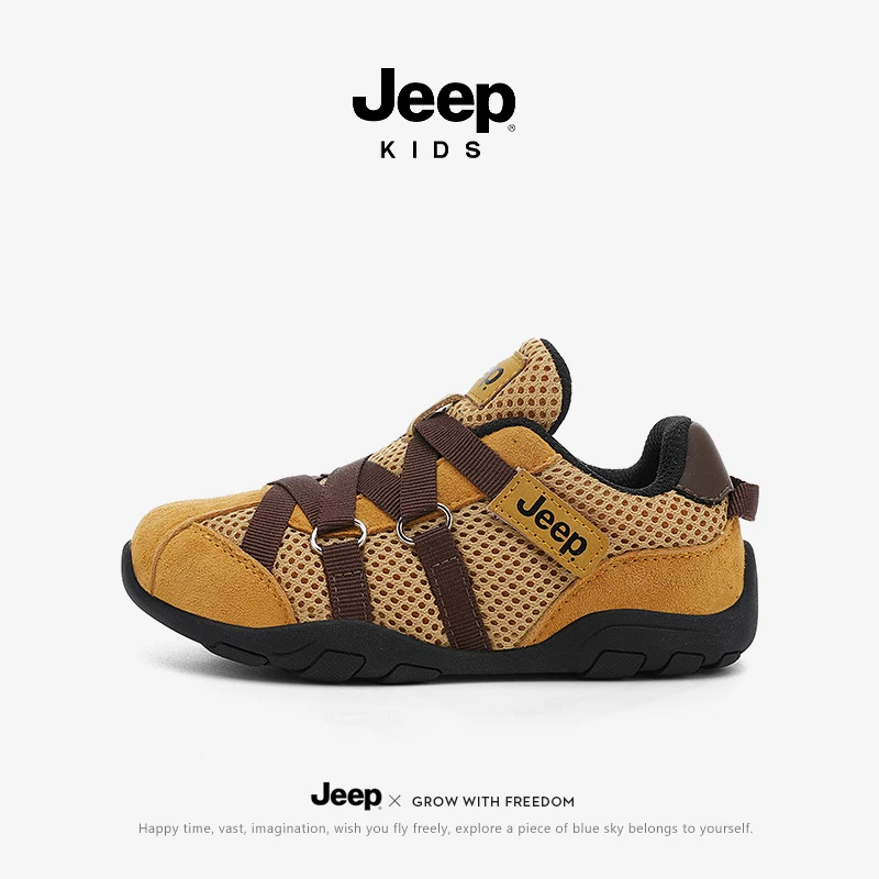 jeep男童鞋子一脚蹬户外跑步鞋女童阿甘鞋2025新款秋季儿童运动鞋